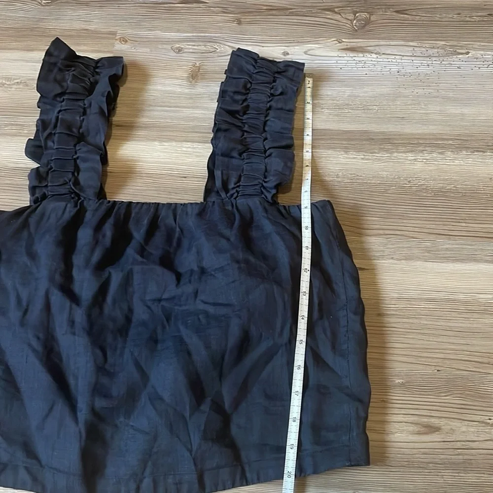 Frame Ruffle Strap Sleeveless Top Black womens XS Feminine Lightweight Lined - Picture 9 of 12